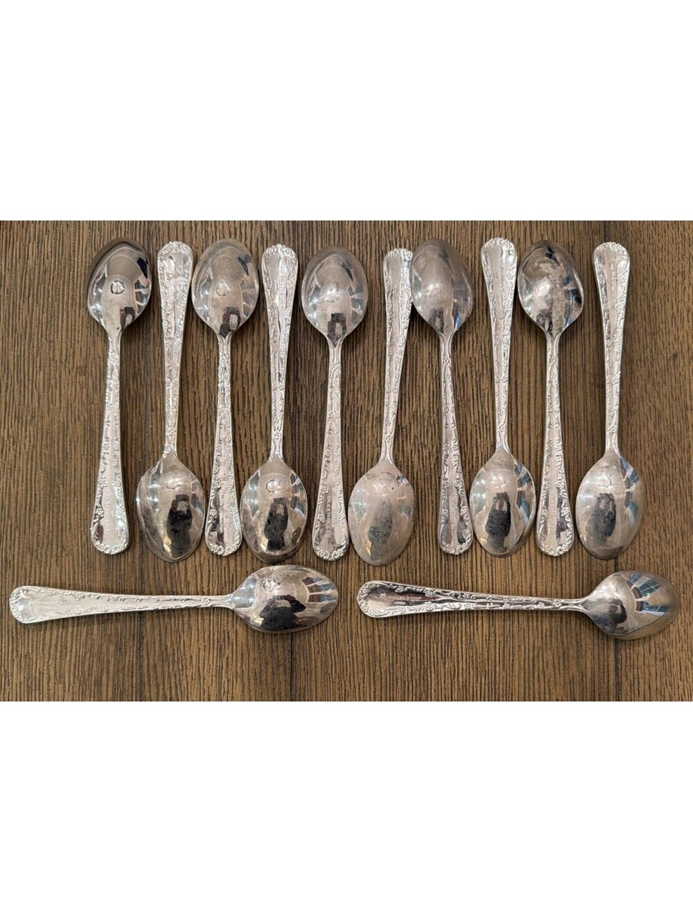 Wm. Rogers & Son Enchanted Rose Teaspoons Silverplate Flatware - Set of 12